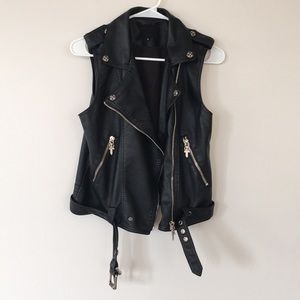 Faux leather black vest